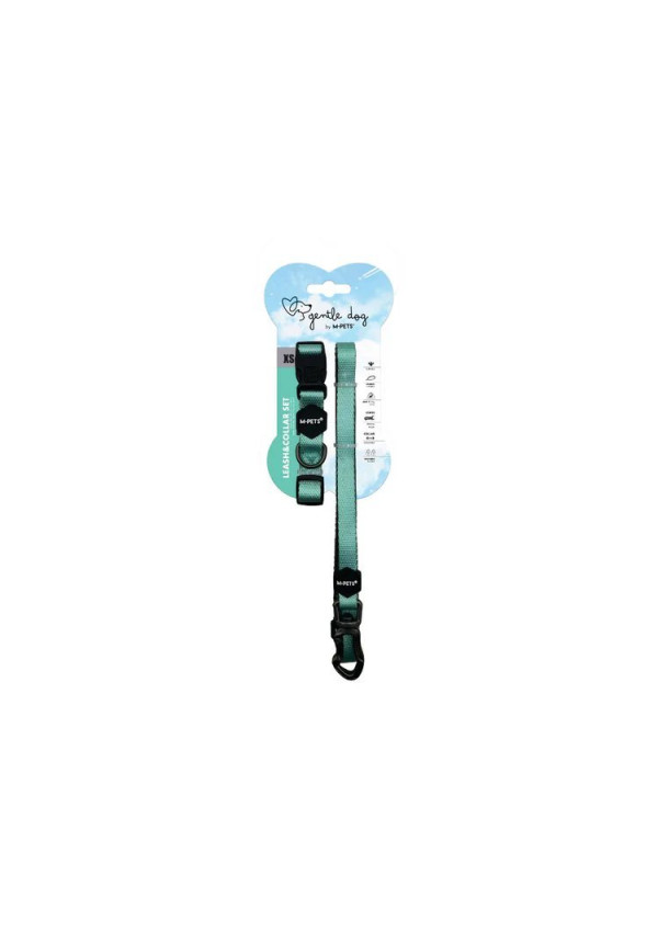 Conjunto de correa y collar GENTLE DOG Verde jade M 
