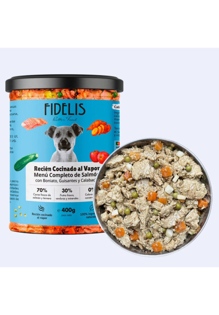 FIDELIS Salmón con boniato, guisantes y calabacín (tarro de 400 g) FIDELIS Salmón con boniato, guisantes y calabacín (tarro de 400 g)