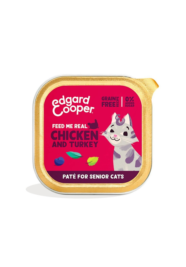 Tarrina para Gatos Edgard and Cooper Pollo y Pavo Senior 85g
