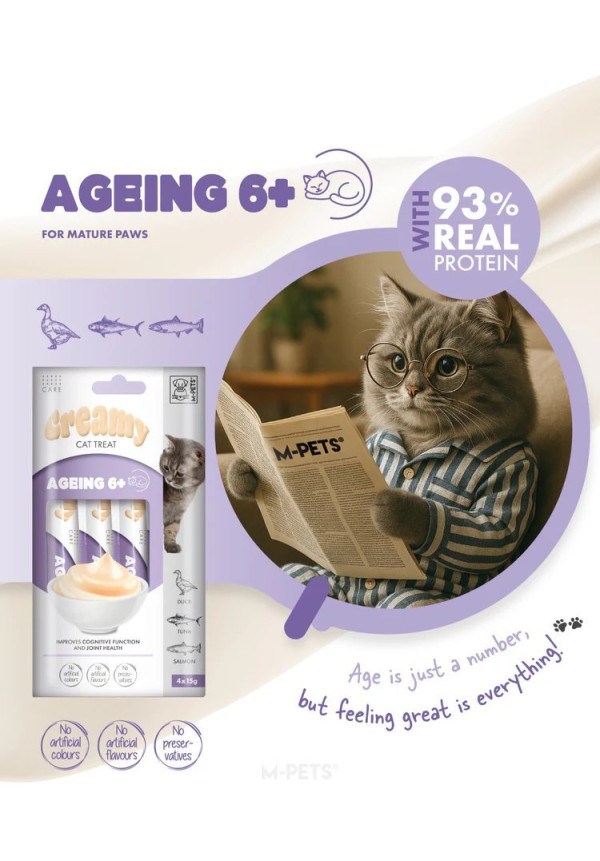CREAMY CAT 15GX4 AGEING 6+ PATO & ATÚN & SALMON