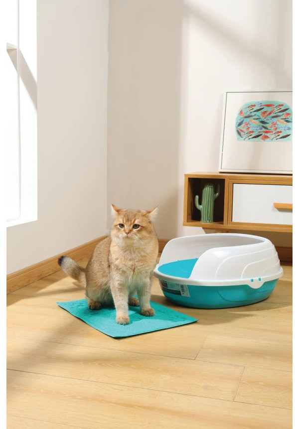 Alfombrilla para arenero de gatos FOOTPRINT azul