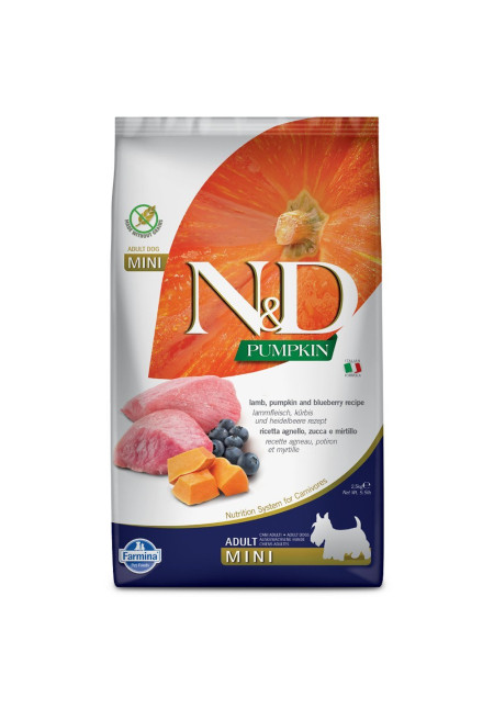 N&D DOG PUMPKIN CORDERO & ARANDANO ADULT MINI 2,5KG