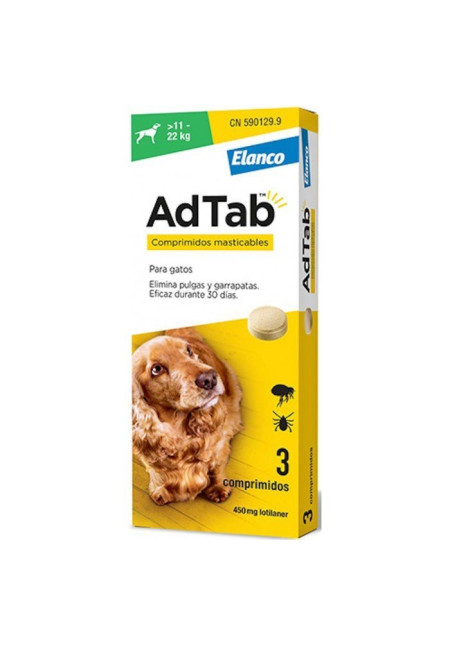 Adtab 450mg 3 Comprimidos masticables Perros 11-22kg Adtab 450mg 3 Comprimidos masticables Perros 11-22kg
