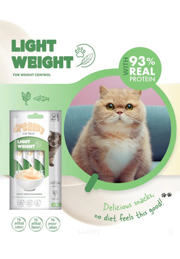 Creamy Cat Treat Light Weight con Bacalao y Pollo 60 Gr