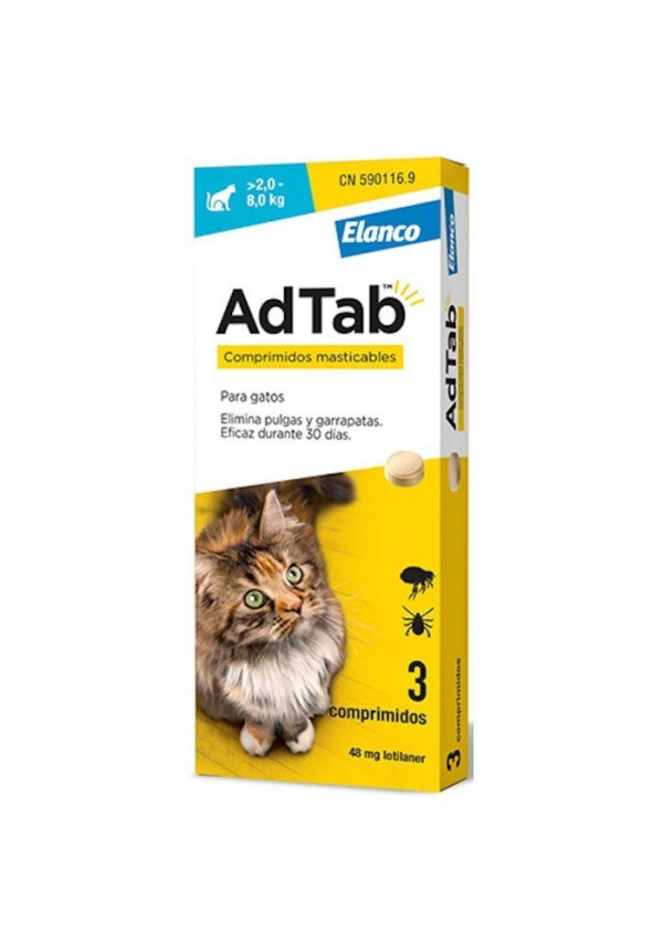 Adtab 48mg 3 Comprimidos masticables Gatos 2-8kg
