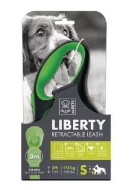 Correa retráctil para perros LIBERTY verde S 3 Metros