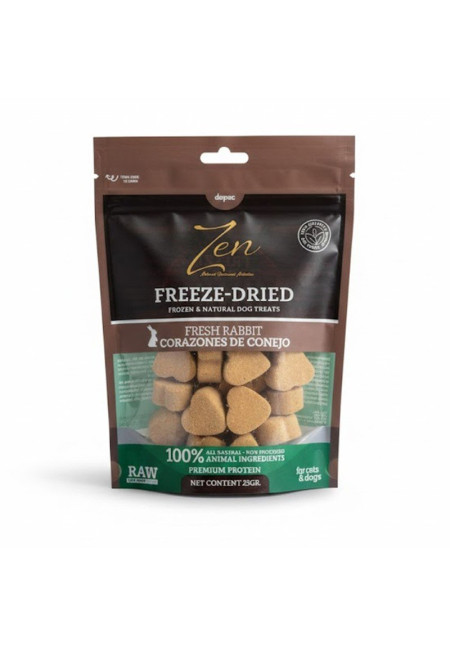 ZEN Freeze Dried Carne de conejo con hueso crudo en forma de corazón liofilizada 25GR