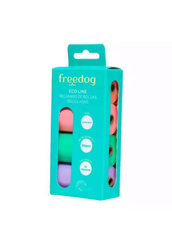 Freedog ECO Recambio Bolsas Colores Pasteles 4 Rollos
