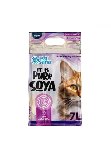 PetSana PURR SOYA – Pellets de Fibras de Soja Ultra Aglomerantes con aroma a lavanda 7L