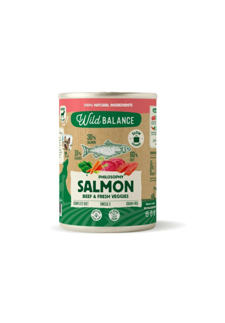 WILD BALANCE Lata de Salmón y Ternera para perros 400g - Filosofía