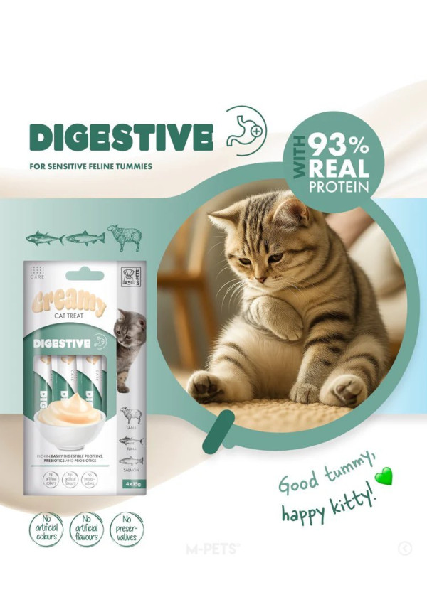 Creamy Cat Treat Digestive con Cordero Atún y Salmón 60 Gr