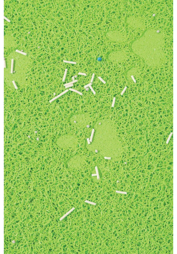 Alfombrilla verde para arenero de gatos 