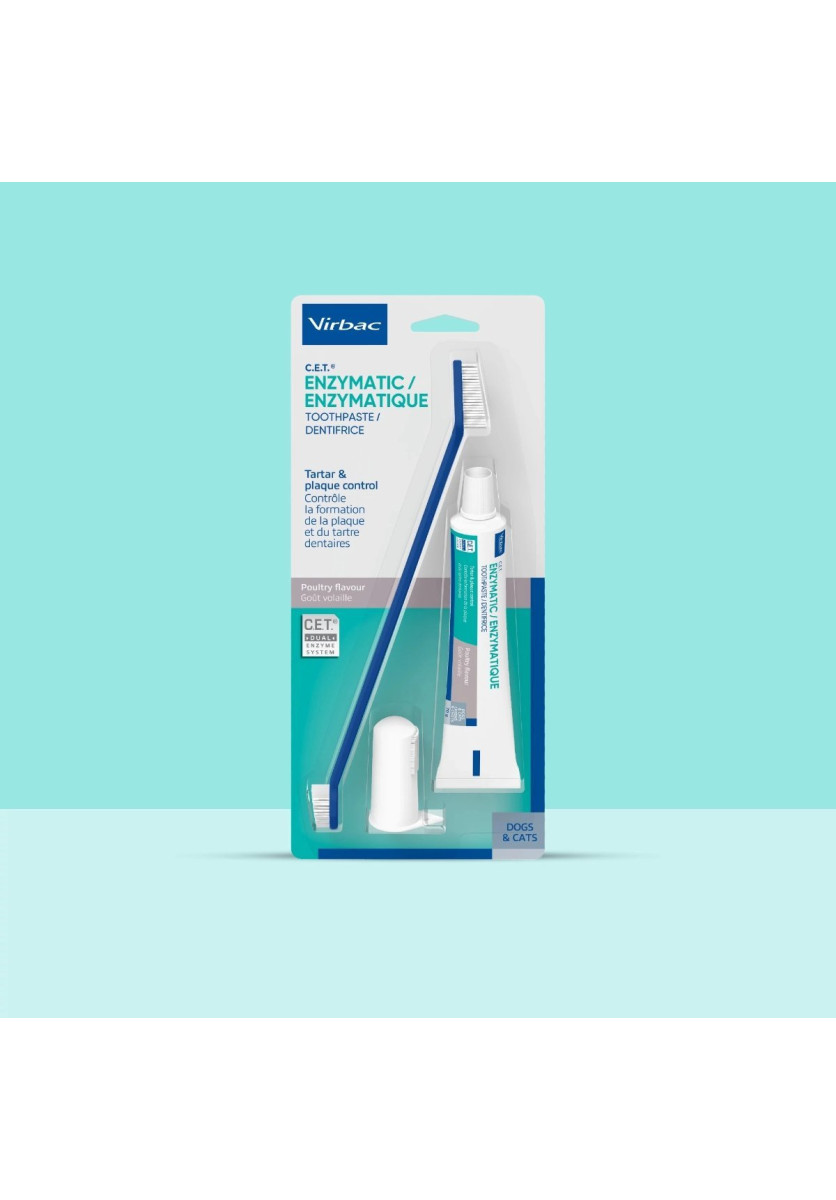 Virbac Kit de Cepillo y Pasta de Dientes para Perros y Gatos 70 g