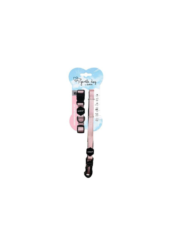 Conjunto de correa y collar GENTLE DOG - Rosa rubor S