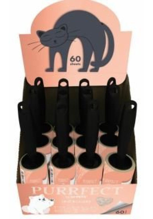 PURRFECT DISPLAY DE 12 RODILLOS QUITAPELOS 60 HOJAS